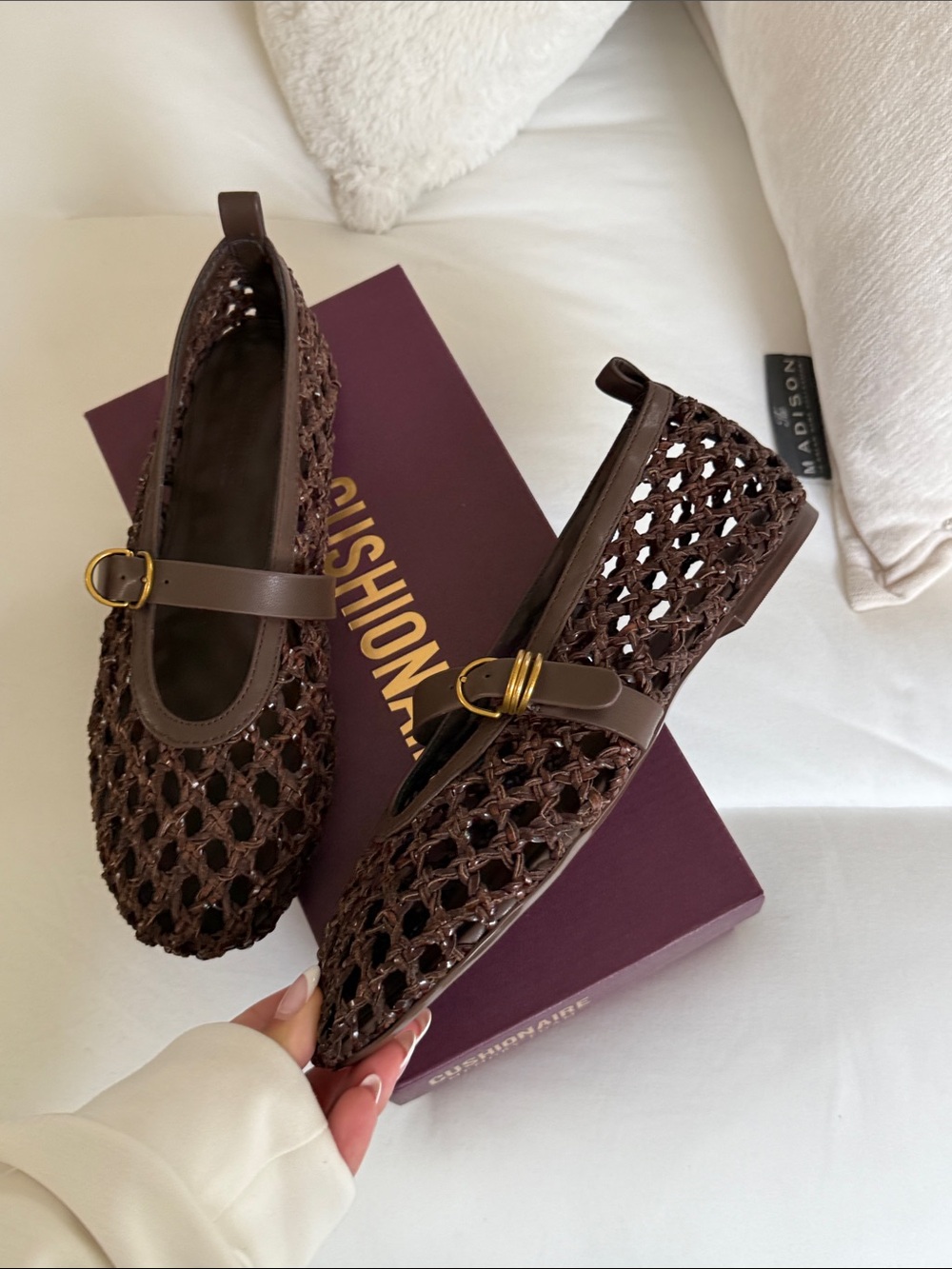 Cushionaire Brown Woven Mary Jane Flats - Picture 2 of 5